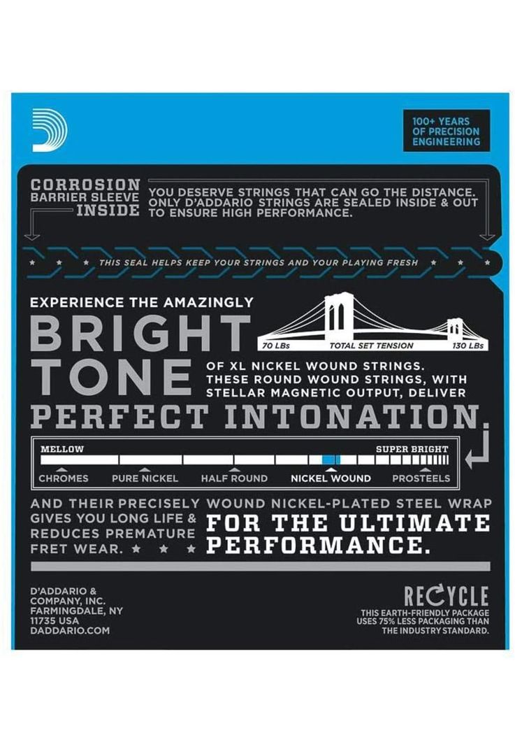 Cuerdas para Guitarra Eléctrica D'Addario EXL125 9-46 Niquel-3