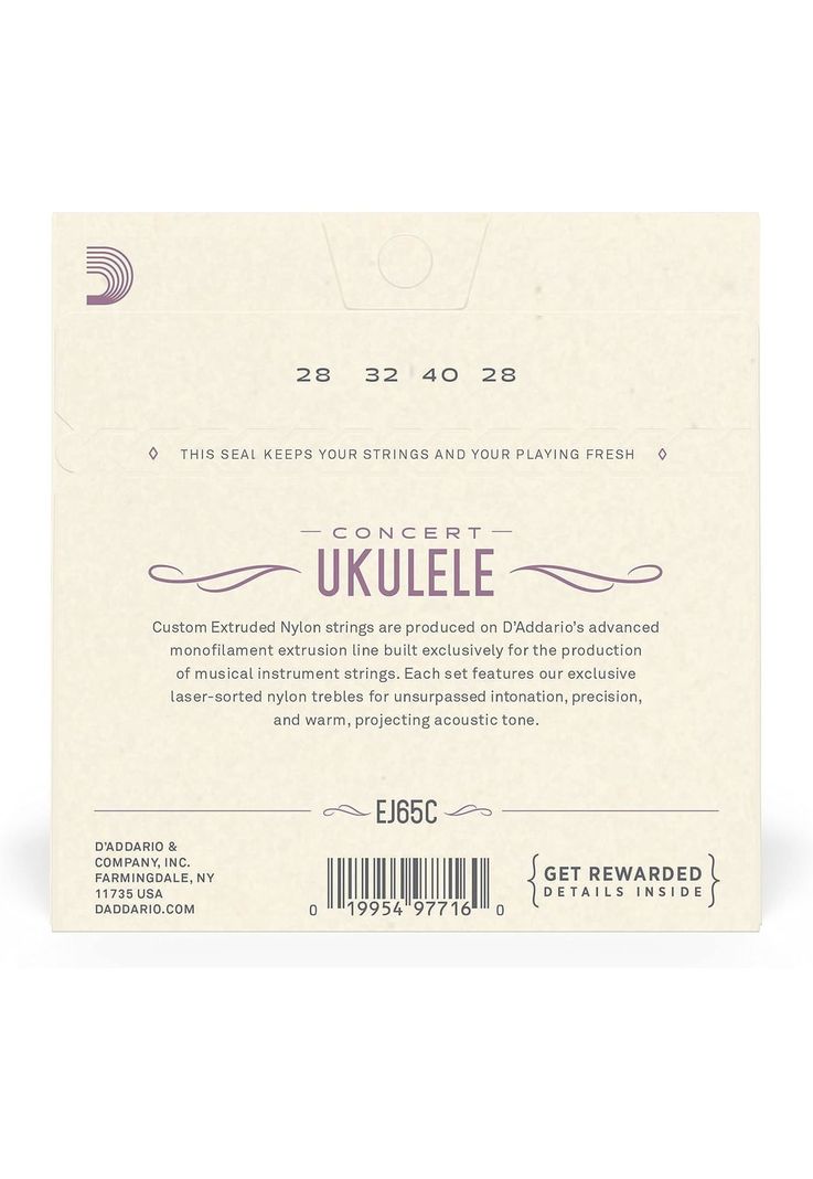 CUERDAS UKELELE DADDARIO EJ65C CONCERT CLEAR NYLON-2