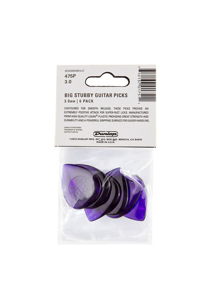 Pack de 6 uñetas Dunlop 475P3.0 Big Stubby-4