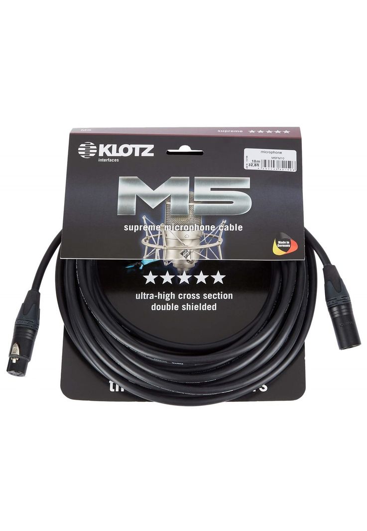 Cable de micrófono XLR Klotz M5FM10 10 mts negro-0