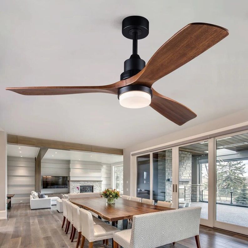 Ventilador de Techo 3 Aspas Madera Luz LED 30W-1