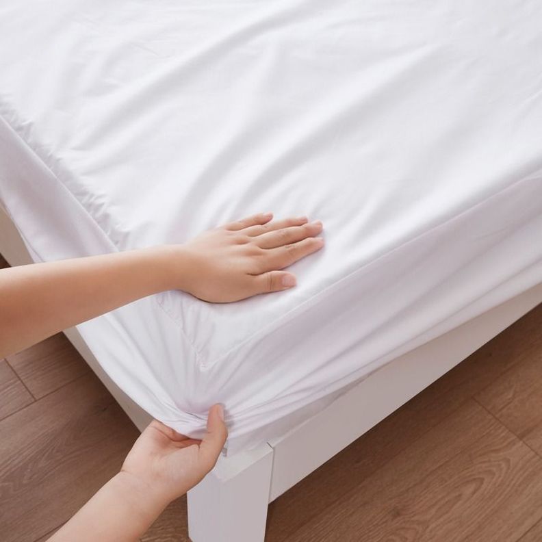 Cubre Colchon Protector Impermeable Faldon 1 plaza- Blanco-1