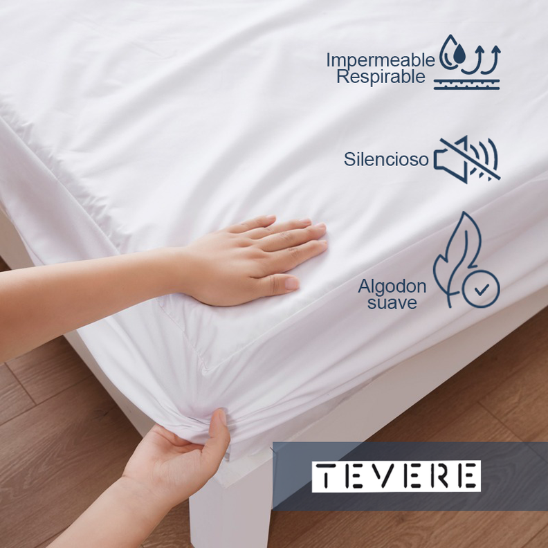 Cubre Colchon Protector Impermeable Faldon 1 plaza- Blanco-3