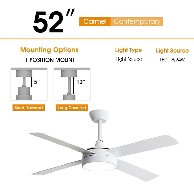  Ventilador de Techo 4 Aspas Blanco Con Luz-4