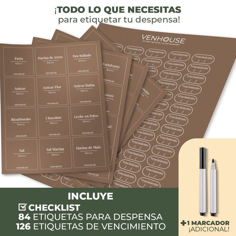 4 Contenedor Hermético Despensa Vidrio Bambú 2200ml Etiqueta Marron-2