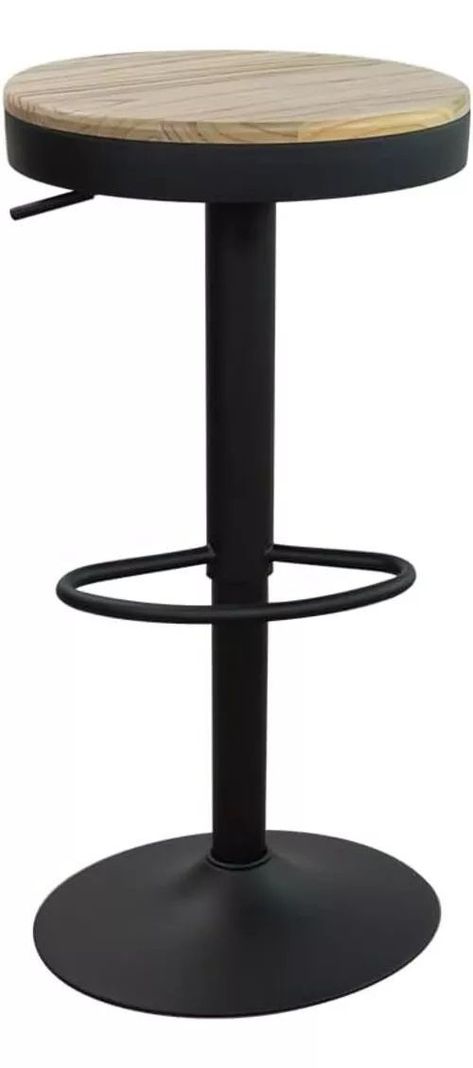 Pack 2 Taburetes Aron Regulable Pisos Bar Asiento De Madera Negros-0