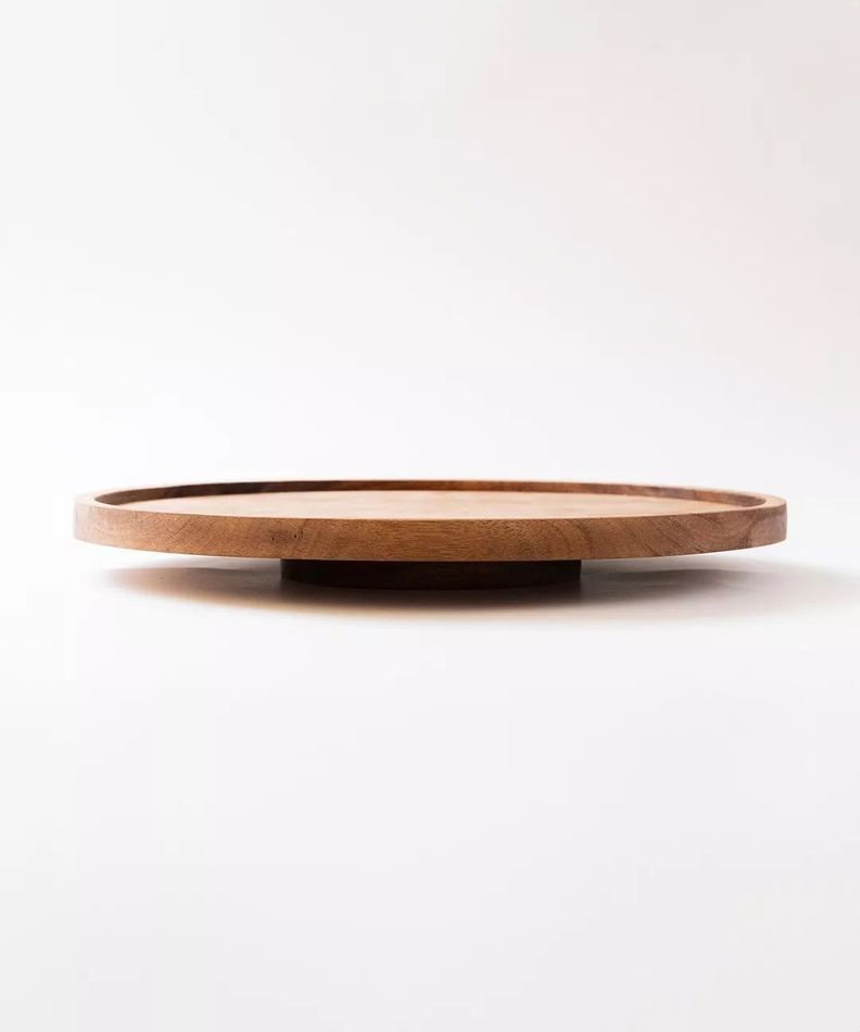 Organizador Giratorio Lazy Susan Acacia Despensa Mesa Cocina-0