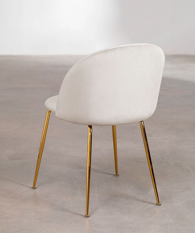 Silla De Comedor Sora Tapiz Velvet Beige Patas Doradas-1