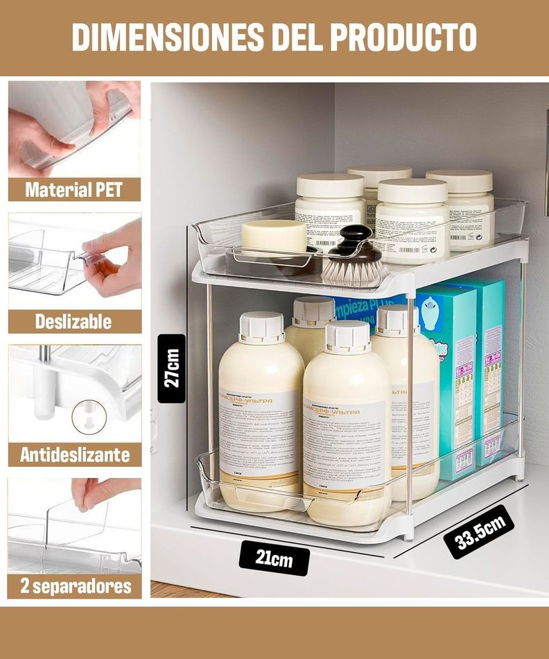 Venhoouse Organizador De Baño Cocina Fregadero De 2 Niveles-6