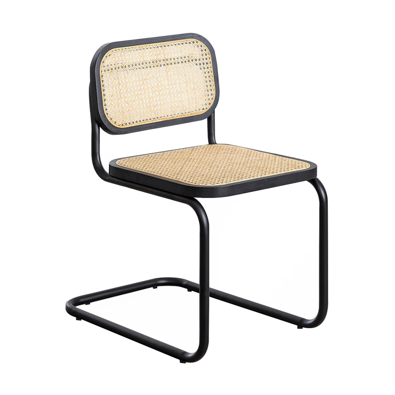 Silla Para Comedor Breuer Madera Y Ratán Negra Venhoouse-0