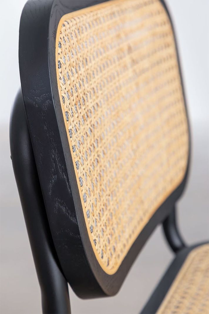 Silla Para Comedor Breuer Madera Y Ratán Negra Venhoouse-5