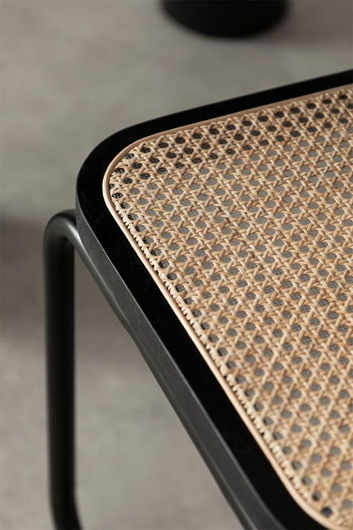 Silla Para Comedor Breuer Madera Y Ratán Negra Venhoouse-7