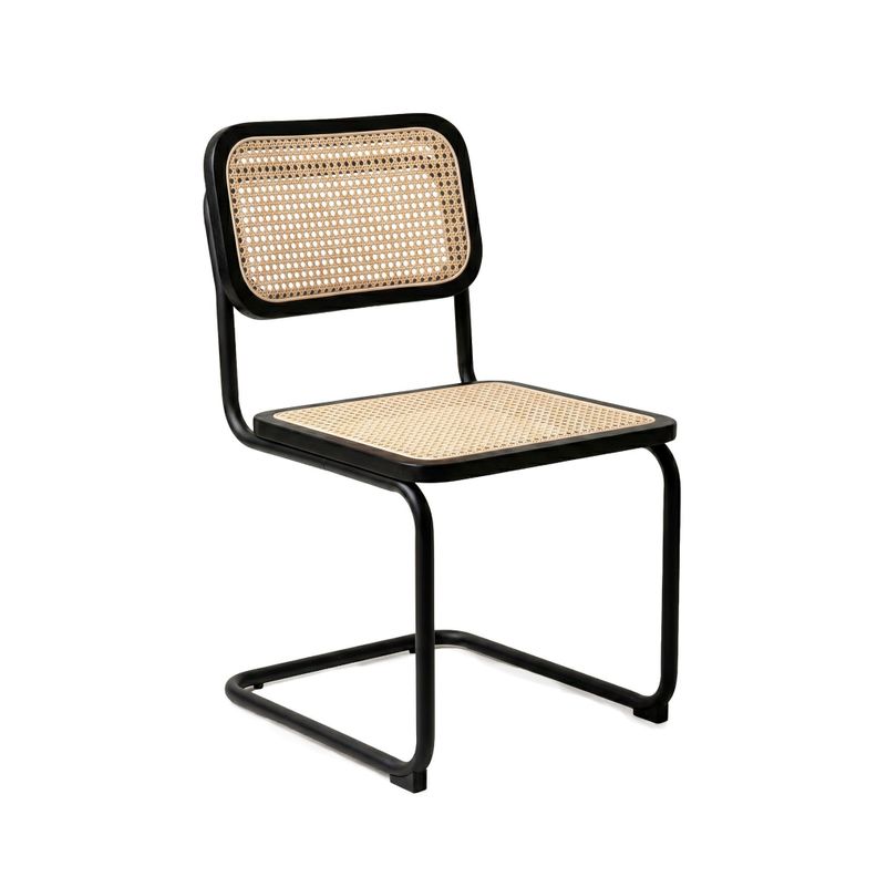 Silla Para Comedor Cocina Ratan Madera Moderna Respaldo Breuer Negra Negro 1
