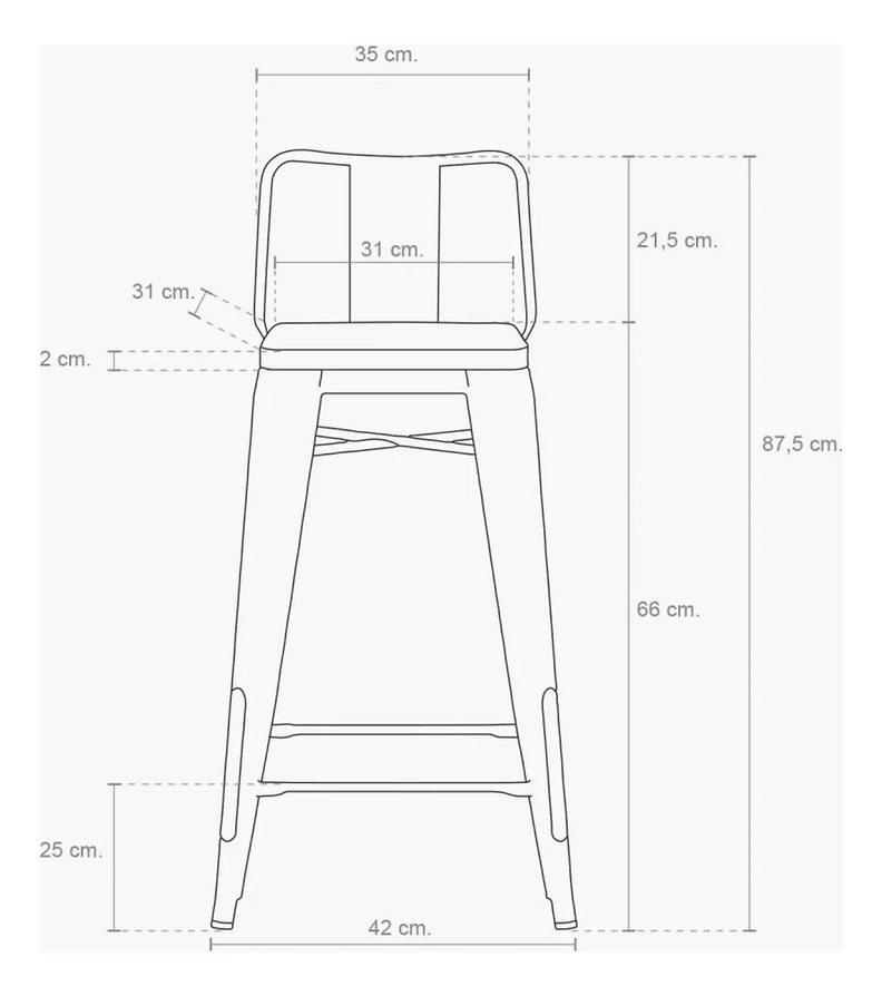 Taburete Tolix Negro De Madera 66cm Con Respaldo Venhouse-2
