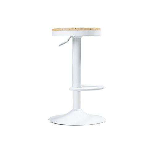 Pack 2 Taburetes Aron Regulable Pisos Bar Asiento De Madera Blancos-0