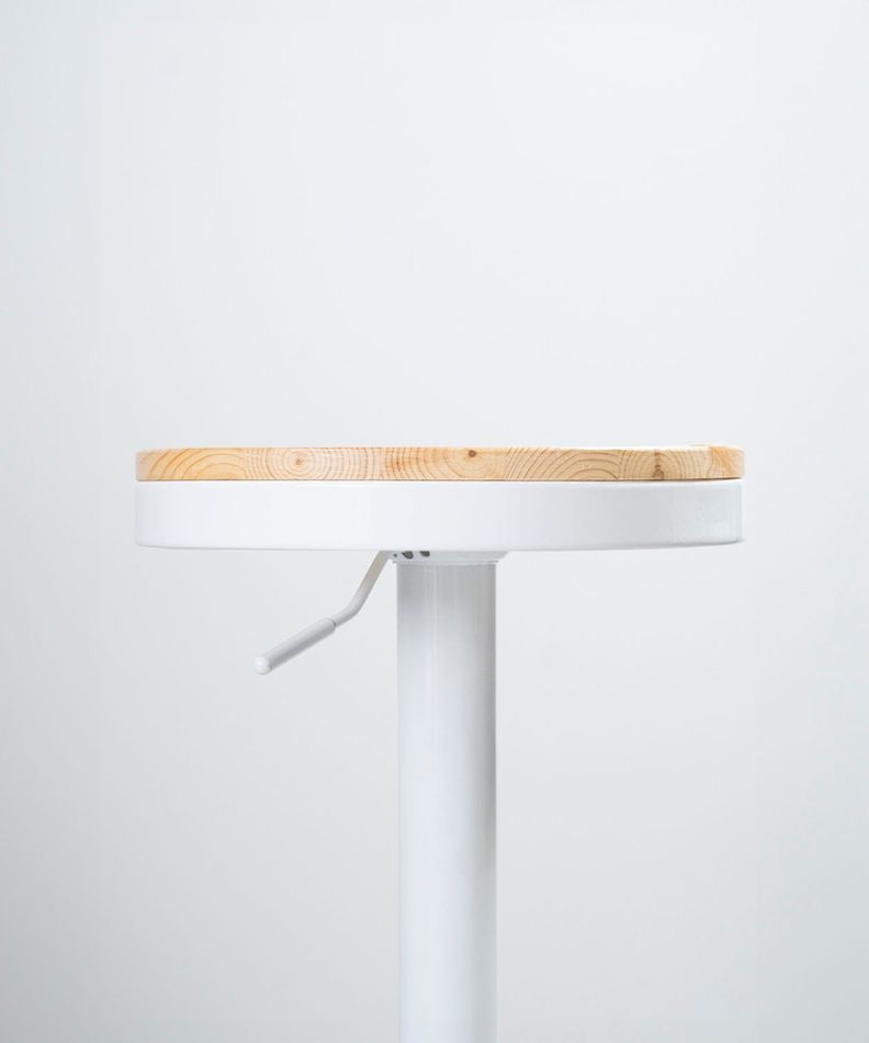 Pack 2 Taburetes Aron Regulable Pisos Bar Asiento De Madera Blancos-1