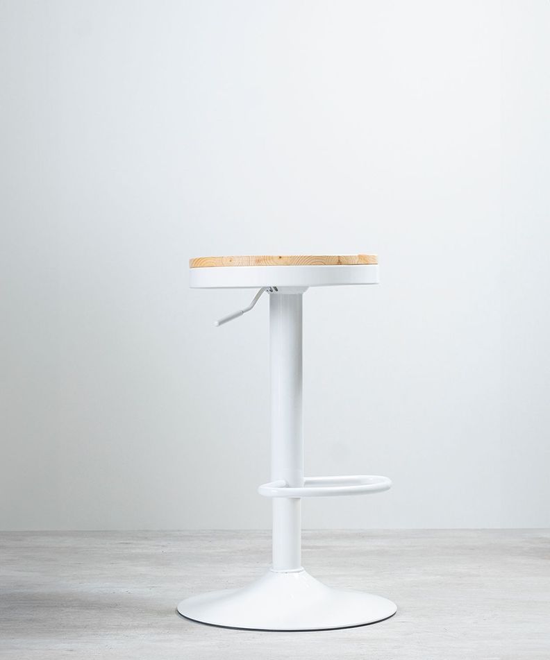 Pack 2 Taburetes Aron Regulable Pisos Bar Asiento De Madera Blancos-4