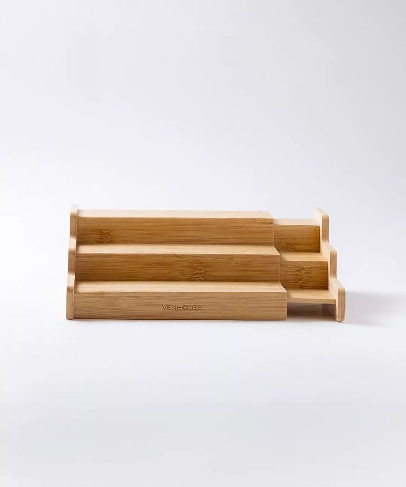 15 Especieros Redondos De Vidrio Rack Extensible Bambú Etiqueta Blanca-5