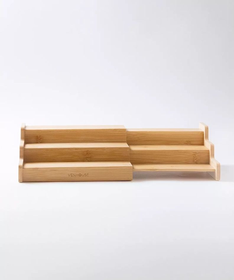 15 Especieros Redondos De Vidrio Rack Extensible Bambú Etiqueta Blanca-7