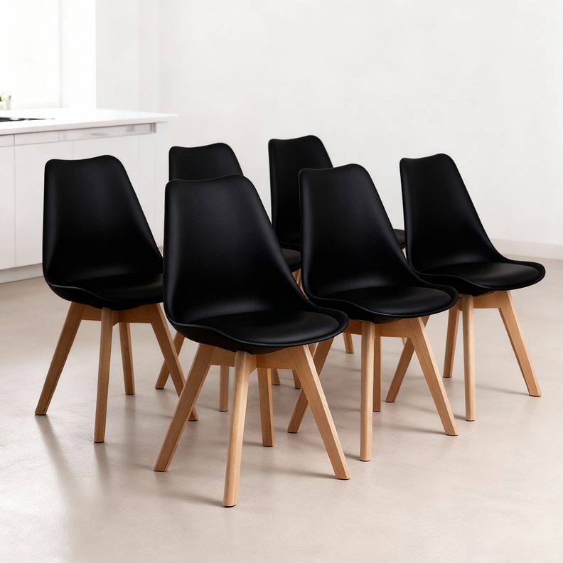 Pack 6 Sillas Eames Tulip Negras