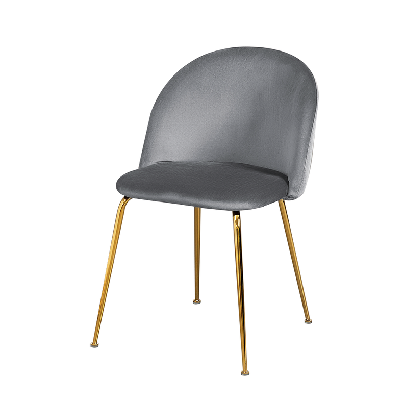 Silla De Comedor Sora Tapiz Velvet Gris Patas Doradas-0