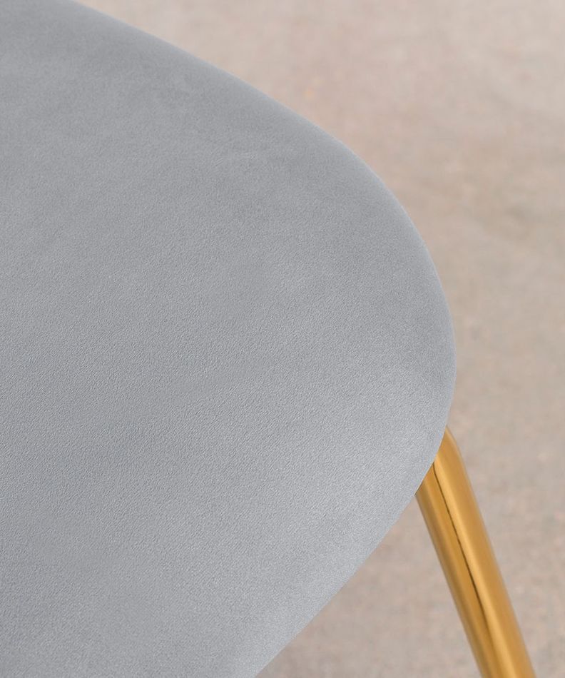 Silla De Comedor Sora Tapiz Velvet Gris Patas Doradas-2