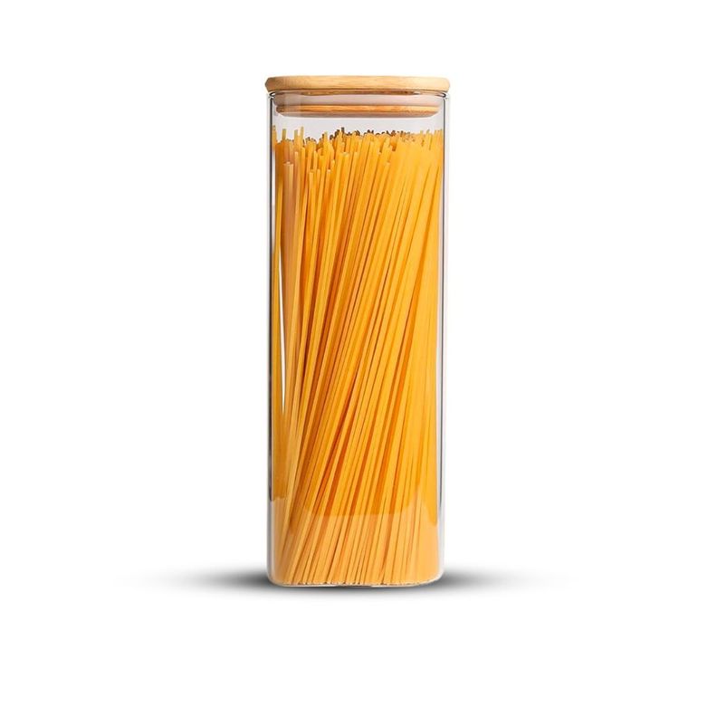 Frasco Contenedor Tarro Hermético Vidrio Tapa Bambú 2250ml-0