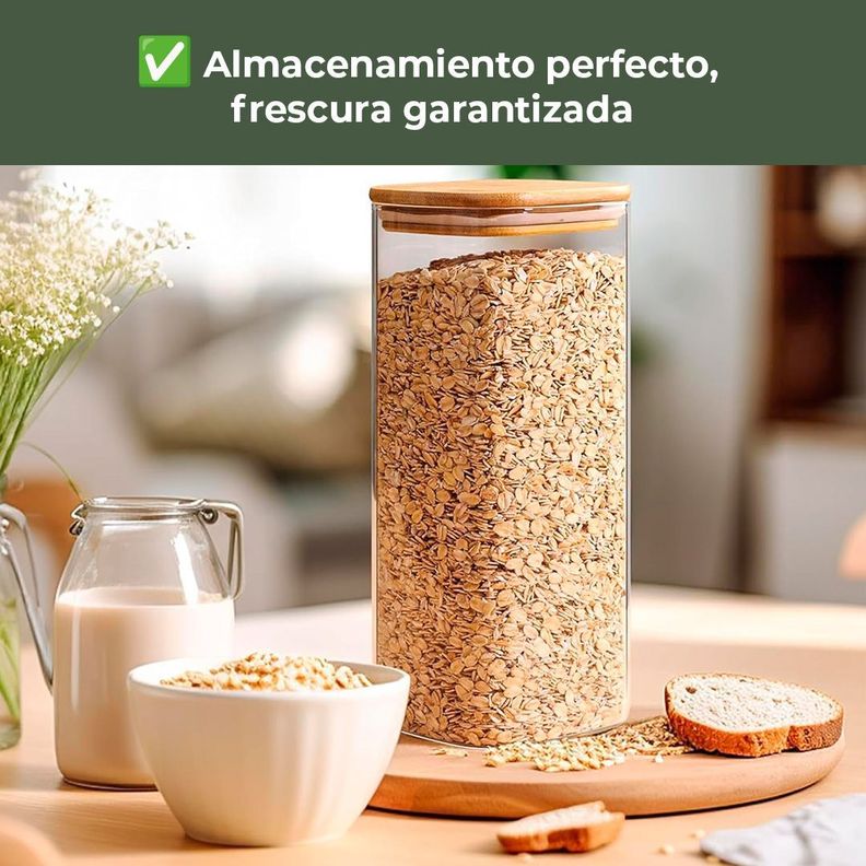 Frasco Contenedor Tarro Hermético Vidrio Tapa Bambú 2250ml-5