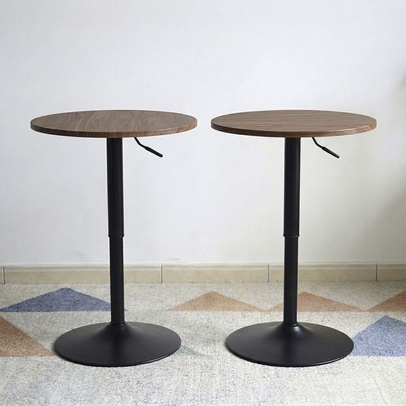 Pack 2 Mesas Bar Lorven Altura Ajustable Diámetro 60cm Comedor Madera Oscura