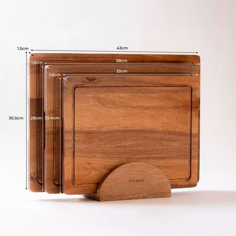 Set De 3 Tablas De Cortar De Acacia Para Picar Y Cortar-2