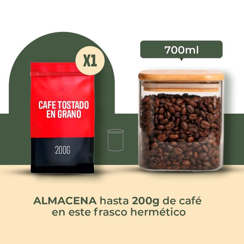 Frasco Contenedor Tarro Hermético Vidrio Tapa Bambú 700ml  10x10cm-2