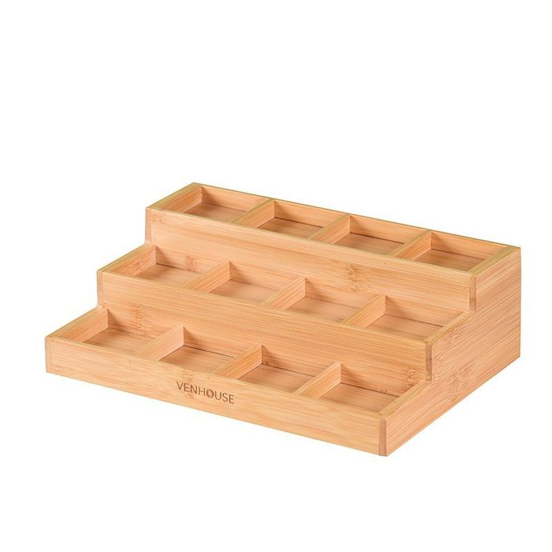 12 Especieros Herméticos De Vidrio Bambú Rack Para Cocina Etiqueta Negra-1