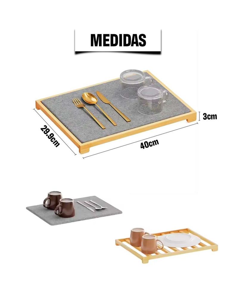 Escurridor De Platos Tapete Secado Rápido Piedra Absorbente-2