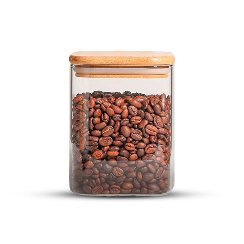 Frasco Contenedor Tarro Hermético Vidrio Tapa Bambú 800ml-0