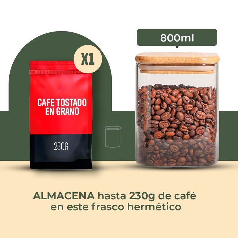 Frasco Contenedor Tarro Hermético Vidrio Tapa Bambú 800ml-1