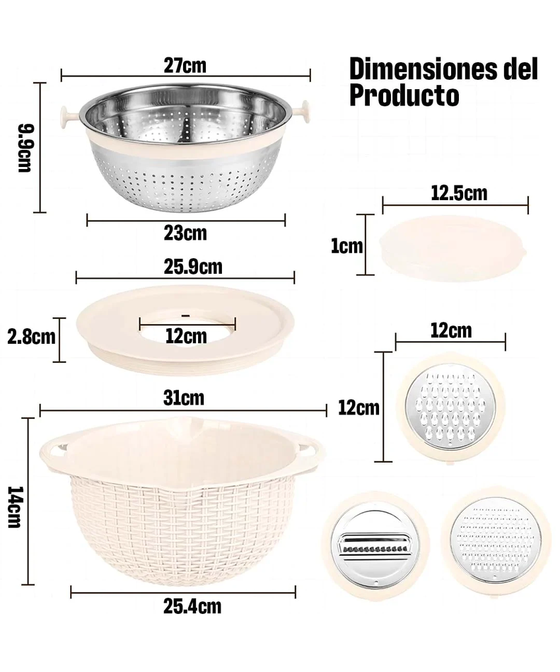 Colador Escurridor 4 En 1 Acero Para Pasta Y Verduras-3