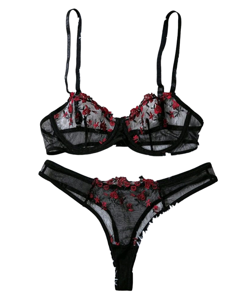 Set de Lencería Mujer Con Bordado Floral-2