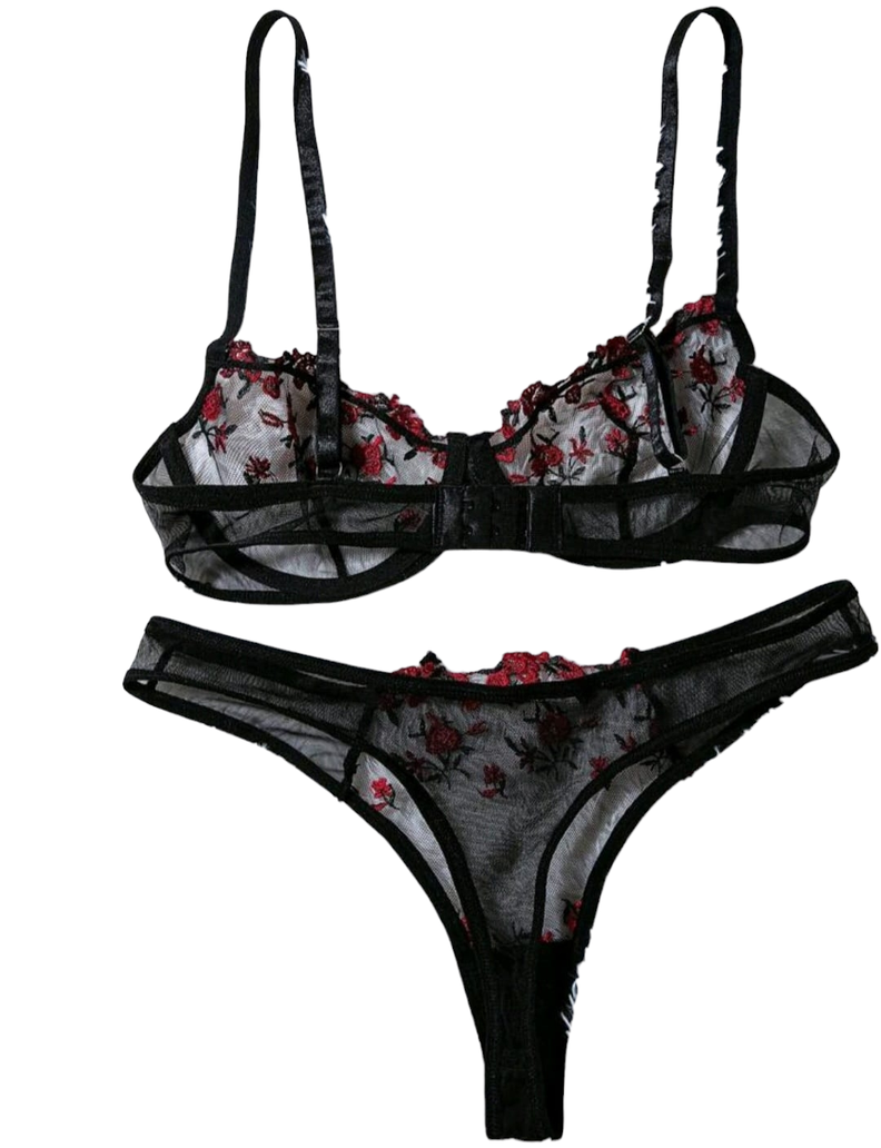 Set de Lencería Mujer Con Bordado Floral-1