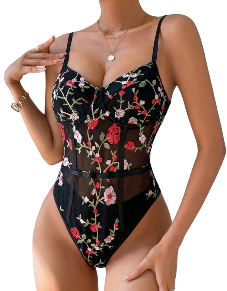 Body negro con Bordado de Flores -3