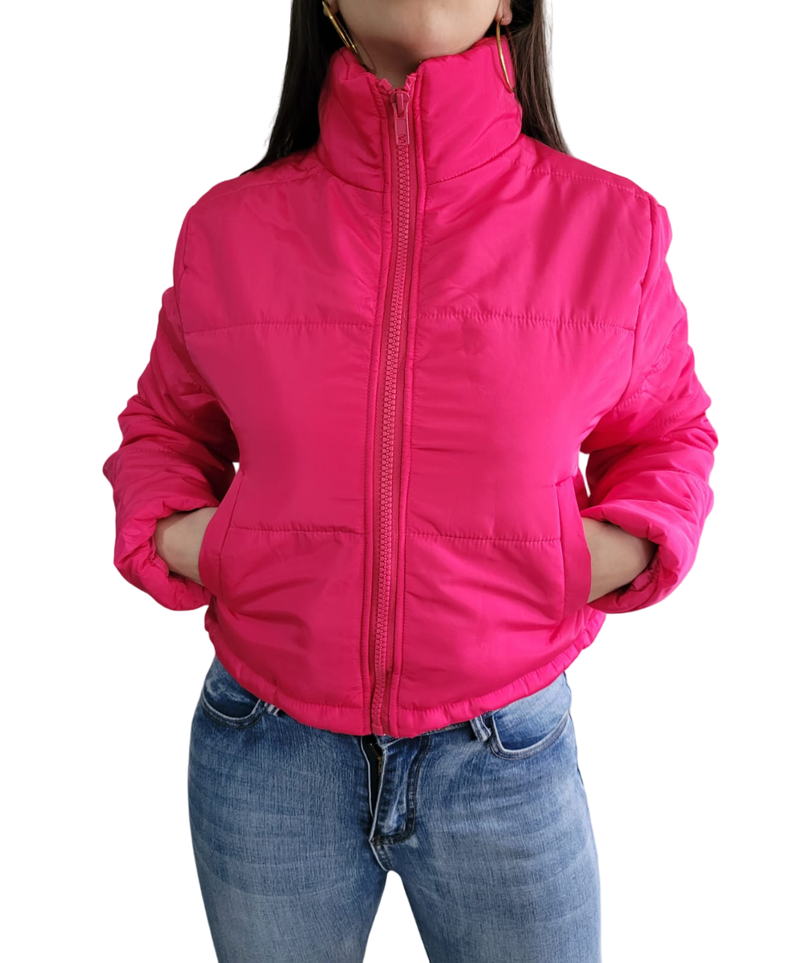 Parka Manga Larga Fucsia -1