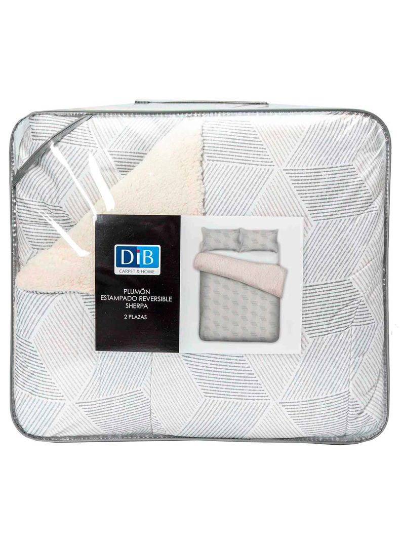 Plumon  Reversible Sherpa 2 Plazas Block. Gris-4