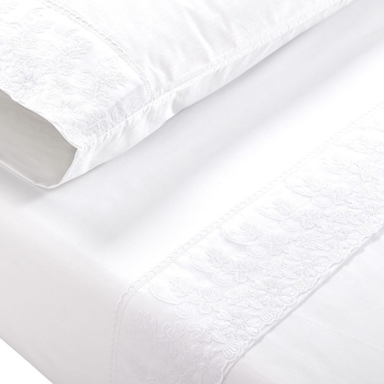 Juego Sabana Broderie Pamplona 1.5P Blanco-2
