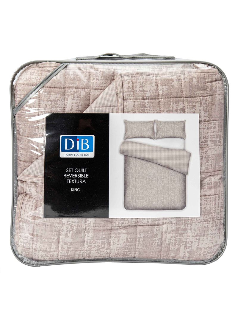 Quilt Reversible Textura King Taupe-5