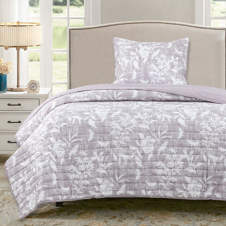 Quilt Reversible Estam 1.5P Flores Gris-1