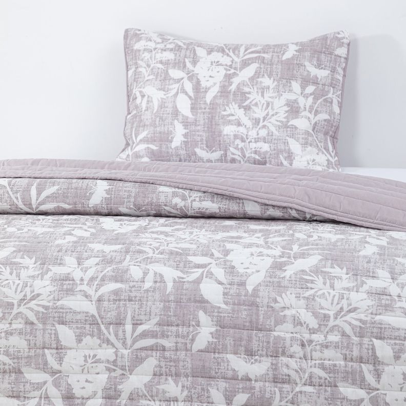 Quilt Reversible Estam 1.5P Flores Gris-4