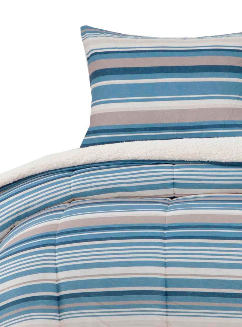 Plumon  Reversible Sherpa 1.5 Plaza Lineas Azul-0