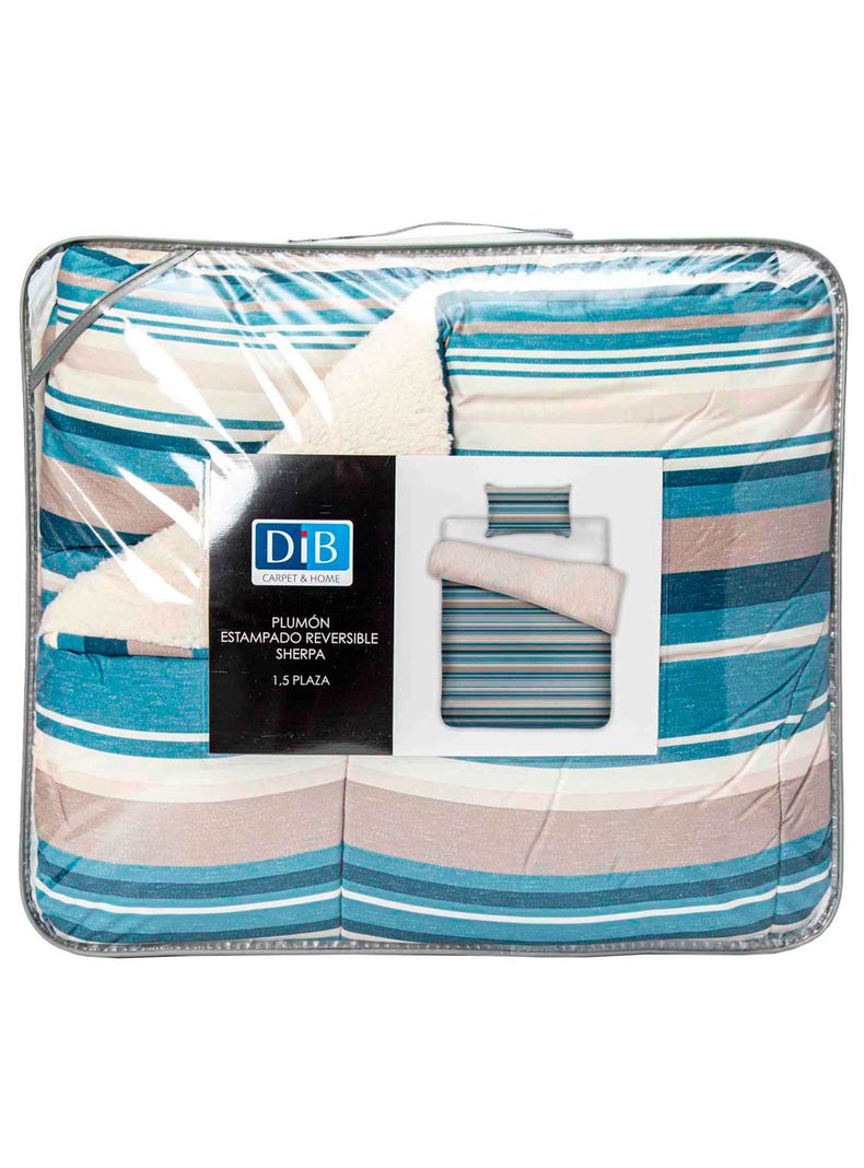 Plumon  Reversible Sherpa 1.5 Plaza Lineas Azul-4