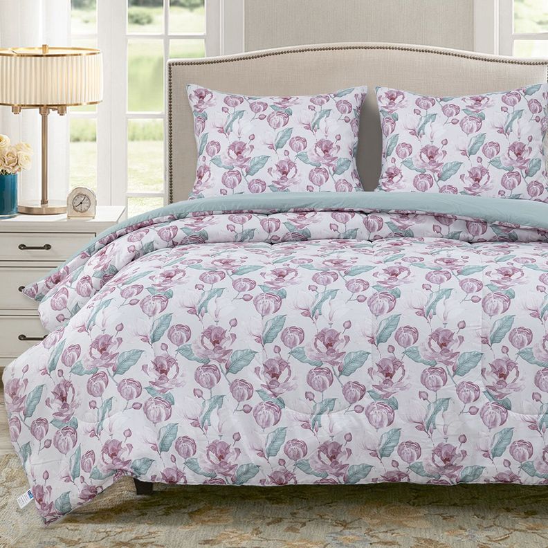 Plumon Rev Estam 2P Flores Rosa-Beige-1