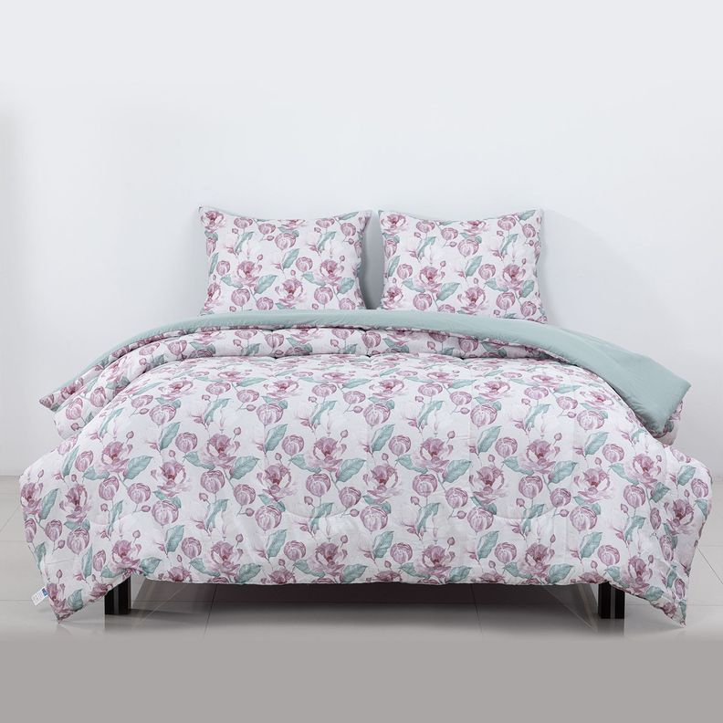 Plumon Rev Estam 2P Flores Rosa-Beige-4