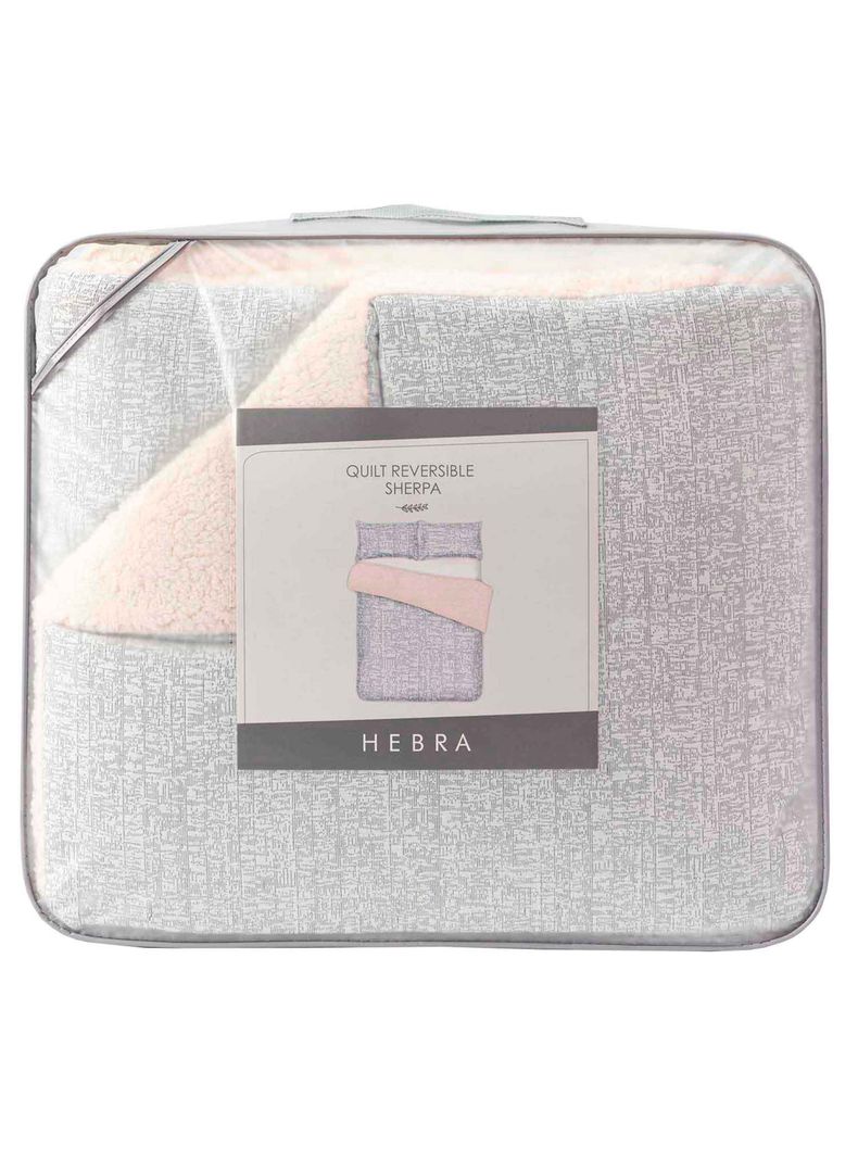 Quilt  Reversible Sherpa King Gris-4